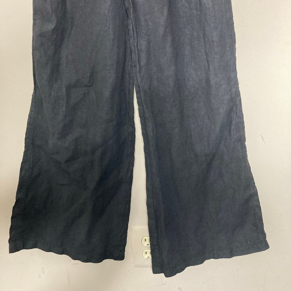 Bella Dahl Summer 100% Linen Roll Over Pants Palazzo Wide Leg Black Womens Sz M - Picture 5 of 16